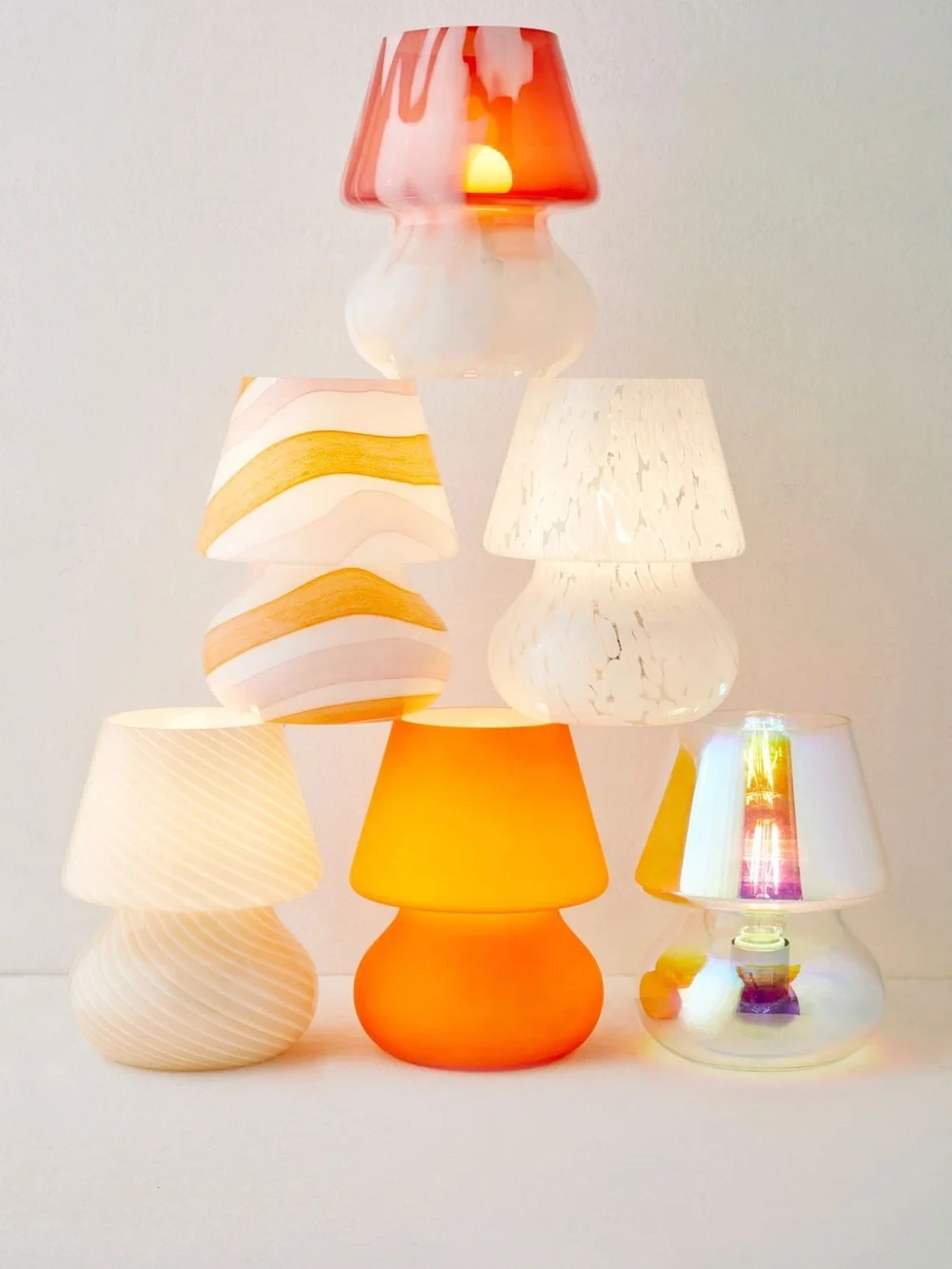 Urban Outfitters Ansel Glass Table Lamp in Pearl